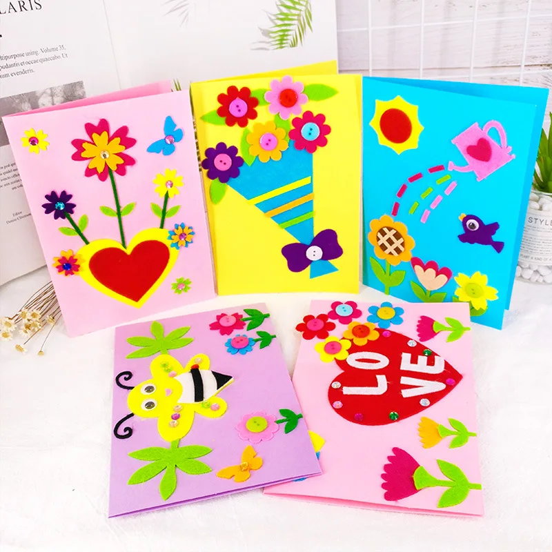 2pcs diy handmade greeting cards kit non woven cloth