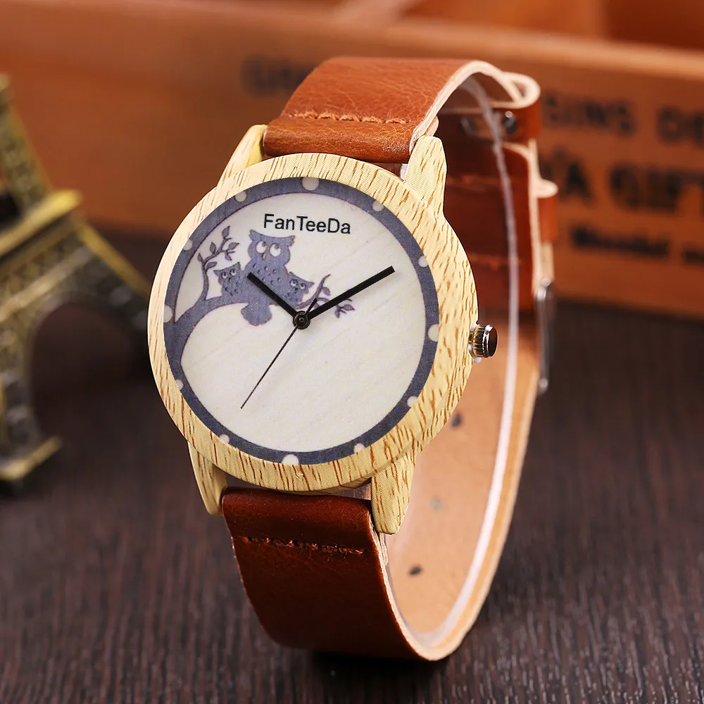 

2019 Luxury Fashion Leather Band Analog Quartz Round Wrist Watch Man Wood Watch Reloj de hombre erkek kol saati Wd3