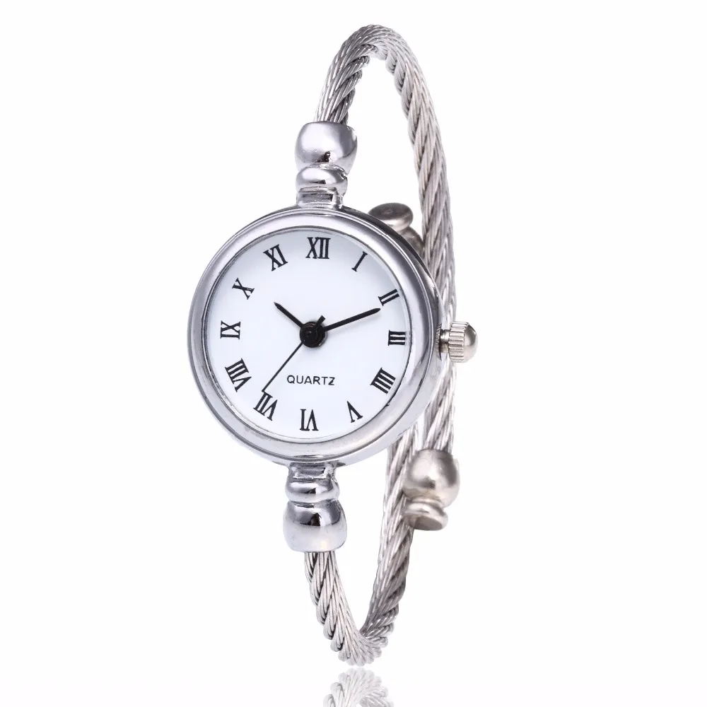Горячая Мода для женщин простой серебряный рома циферблат часы повседневное роскошный маленький браслет женский часы дамы