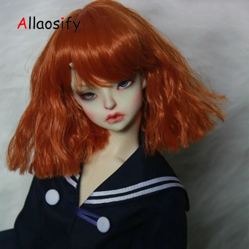 Allaosify волос 1/6 1/3 1/4 bjd парик для кукол: кукольный парик высокого Температура парик волос оранжевого и белого цвета - Цвет: Оранжевый