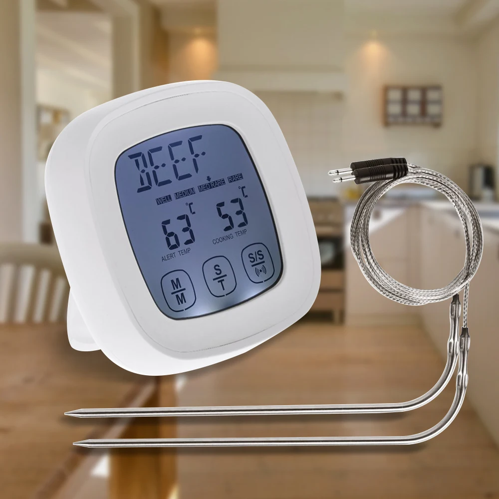 ЖК-цифровой термометр для мяса с таймером мгновенное чтение приготовления пищи