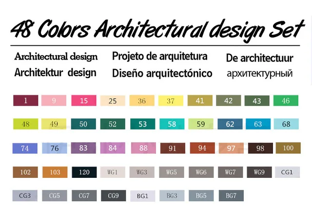 Touchfive 36/48/60/72 Цвета художника с двойной головкой Маркер Комплект жирной алкогольных Эскиз маркер для рисования ручка для анимация дизайн Манга - Цвет: 48 architectural