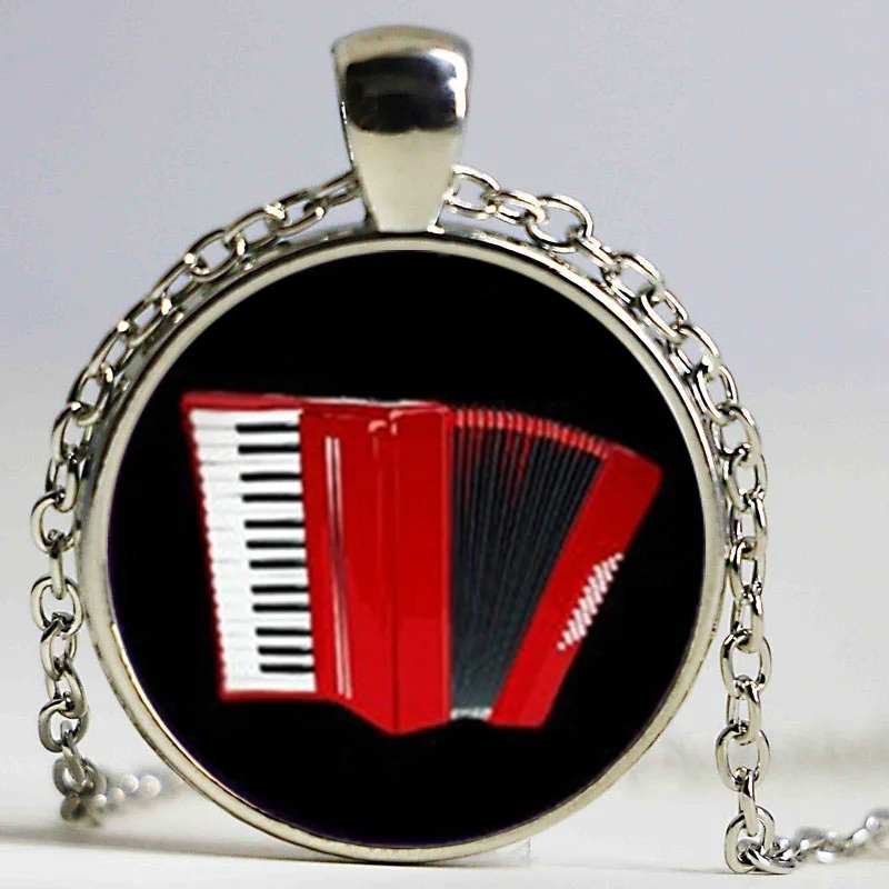 Vintage elegant Red accordion pattern key chain popular musical instrument keychain jewelry musician music fans gift