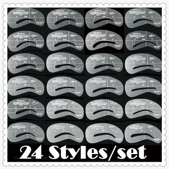 

240pcs Reusable Eyebrow Stencil Guide Styling Shaping Grooming Template eyebrow Card Makeup tool 24 styles Tattoo accesories