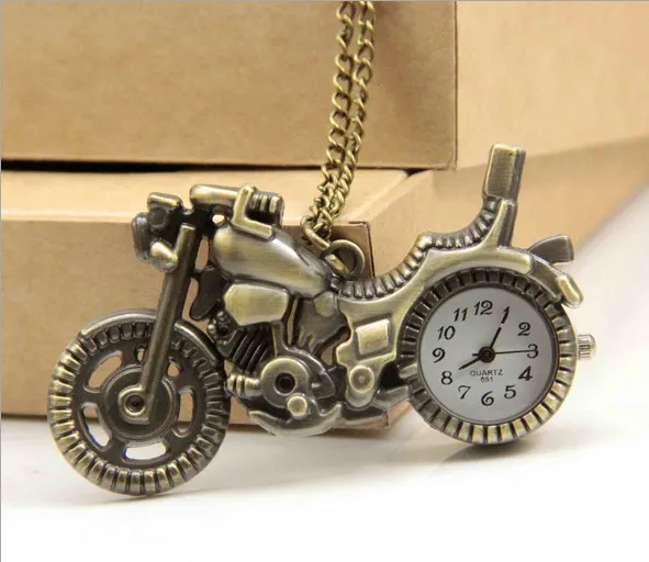 Новый Бронзовый Винтаж Ретро Мотоцикл Карманные часы цепочки и ожерелья кулон для женщин Часы повседневные Best подарки relogio