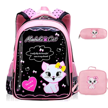 

New 3PCS School Backpacks for Girls Kids Cartoon Cat Satchel Children School Bags For Kindergarten Mochila Escolar Rucksacks