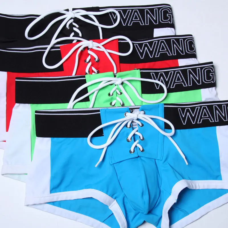 

2018 WJ brand Men's swimming trunks summer new low-rise skinny beach quick-drying men's swim boxers solid swimwear