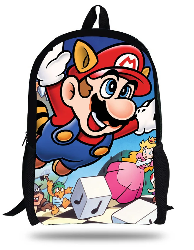 Милый 16-дюймовый Mochila рюкзак Марио для девочек-подростков; для мальчиков и девочек детская школьная сумка Марио печатных Bolsa Infantil Menina - Цвет: Серебристый