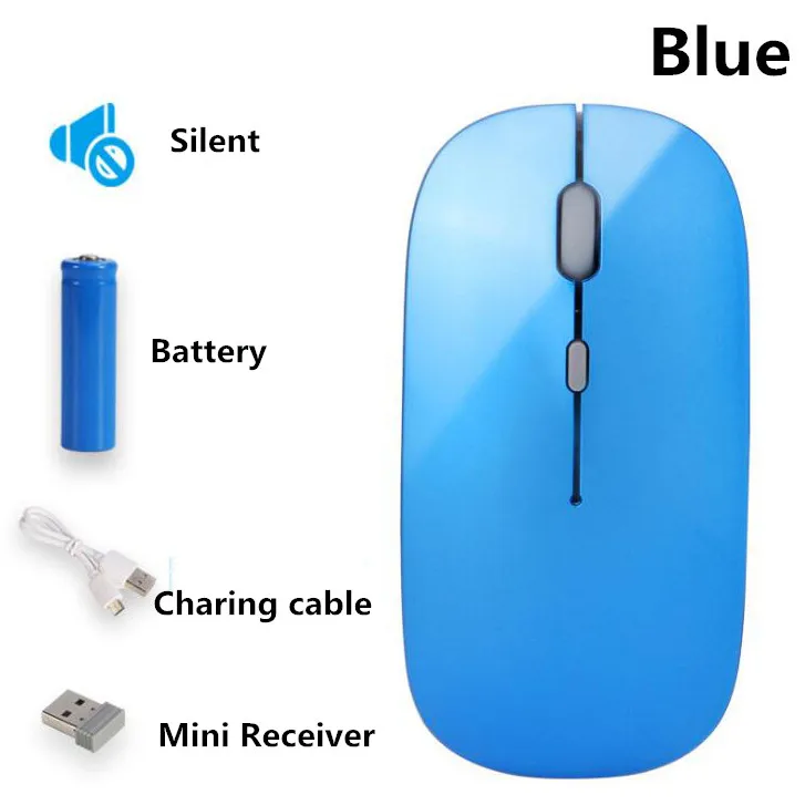 Перезаряжаемая Bluetooth 4,0 Беспроводная тонкая мышь для iPad Mac Apple ноутбука Macbook ноутбука настольного планшета поддержка 10 - Цвет: USB 2.4G Blue