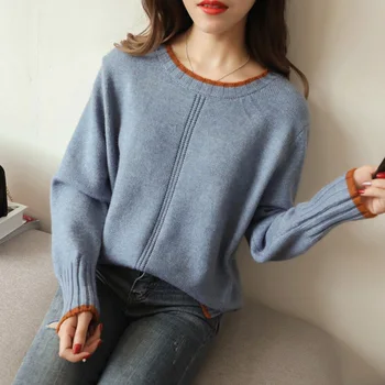 

Pullovers Women's Autumn, Winter and Han Edition Loose Bottom Shirt Long Sleeve Knitted Shirt 2020 New Fashion Short Top