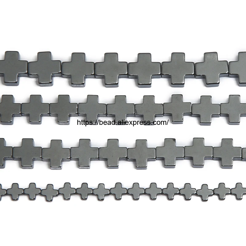 

Free Shipping Natural Stone No Magnetic Cross Shape Black Hematite Loose Beads Pick Size