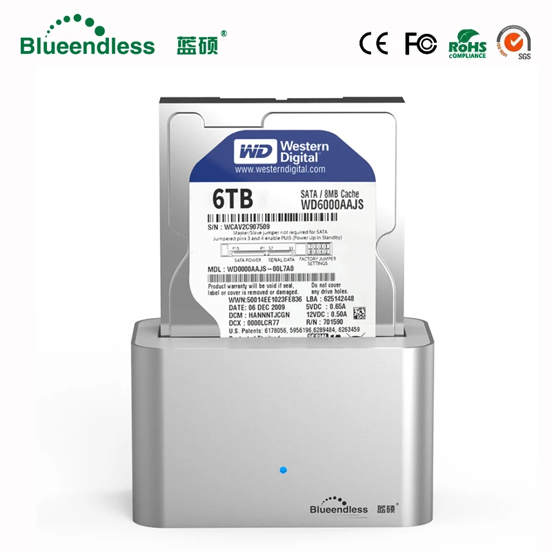 1 отделения в hdd док-станция sata usb3.0 чехол para hdd 3,5 disco duro externo кейс, алюминиевый кейс hd 3,5 для 6 ТБ высокое качество металла