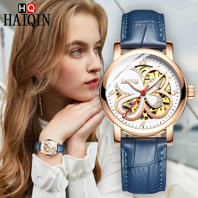 

HAIQIN Women's Watches Simple Fashion Automatic Watch Women Top Brand Luxury Ladies Hollow Mechanical Watch Relogio Feminino New