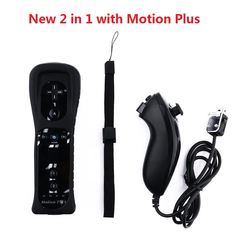 Cena Nowy bezprzewodowy zdalny gamepad 2 w 1 dla Wii i Wii U wbudowany Motion Plus Nintend Nunchuck Controle Joystick Joypad