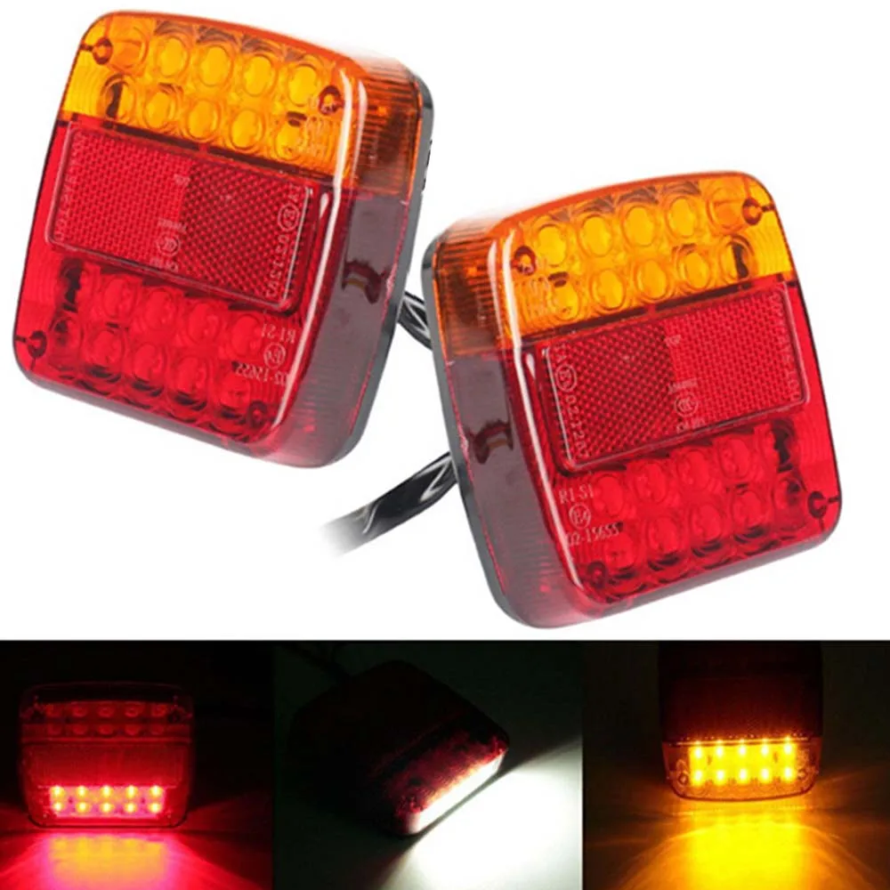 

2pcs 12V 16LED+4LED Boat Truck TraIler Rear Tail Brake Lights Turn Indicator E-MARK Waterproof Red + Yellow