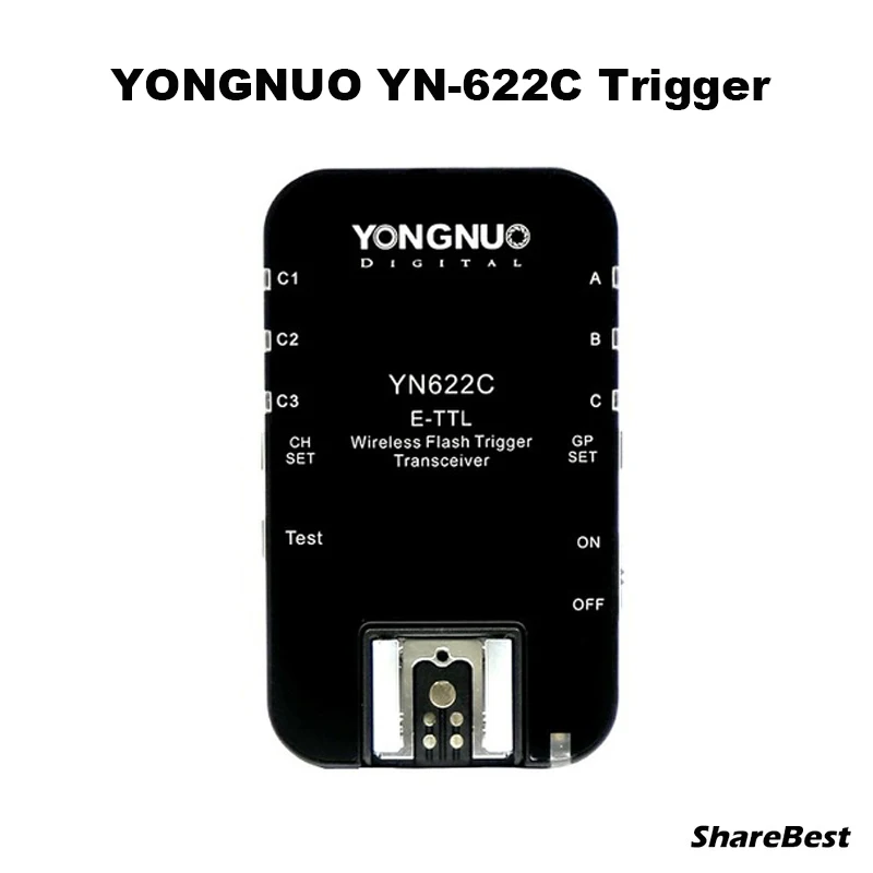 Светодиодная лампа для видеосъемки Yongnuo YN 622C, YN-622C Беспроводной ETTL HSS 1/8000 S вспышка триггера 2 трансиверы для Canon 1100D 1000D 650D 600D 550D 7D 5DII 50D - Цвет: One Transceivers