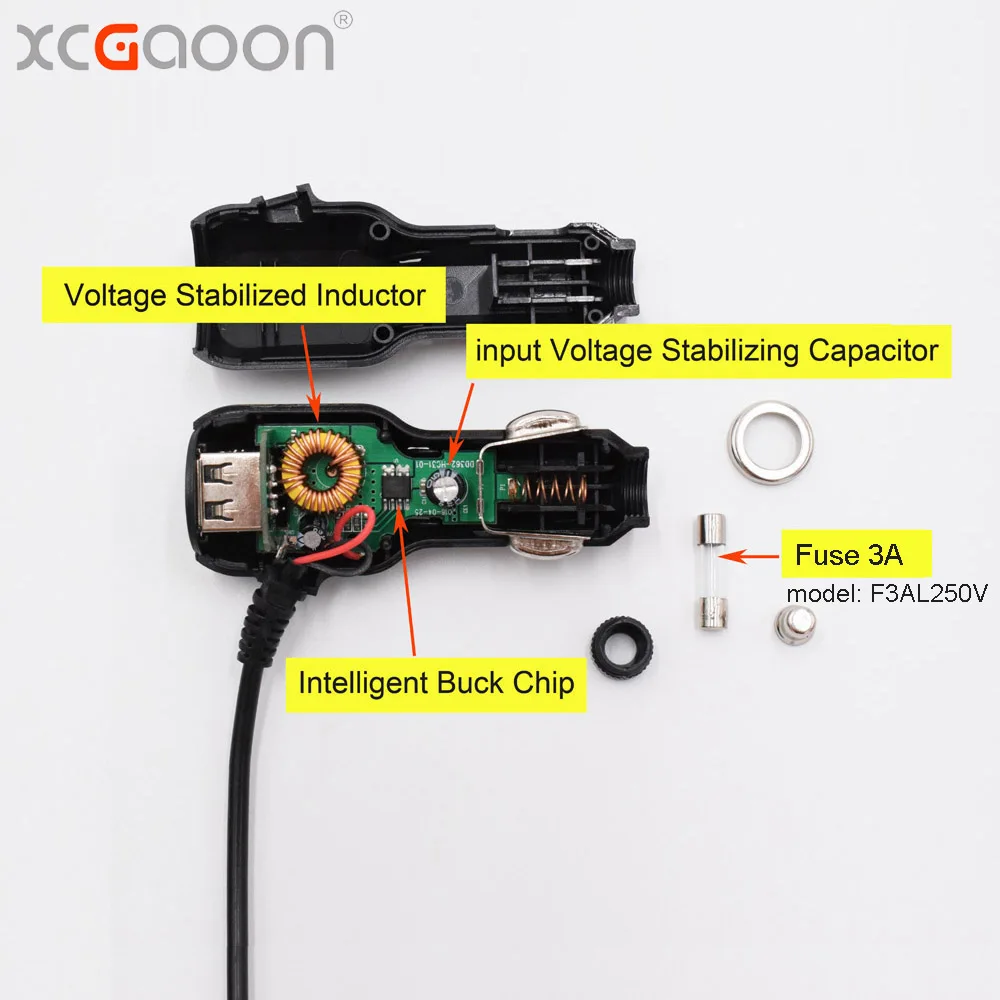 XCGaoon 3,5 м 5 в а мини USB изогнутое левое автомобильное зарядное устройство с 2 usb-портами для автомобиля dvr камера регистратор мобильный, вход DC 8 V-36 V