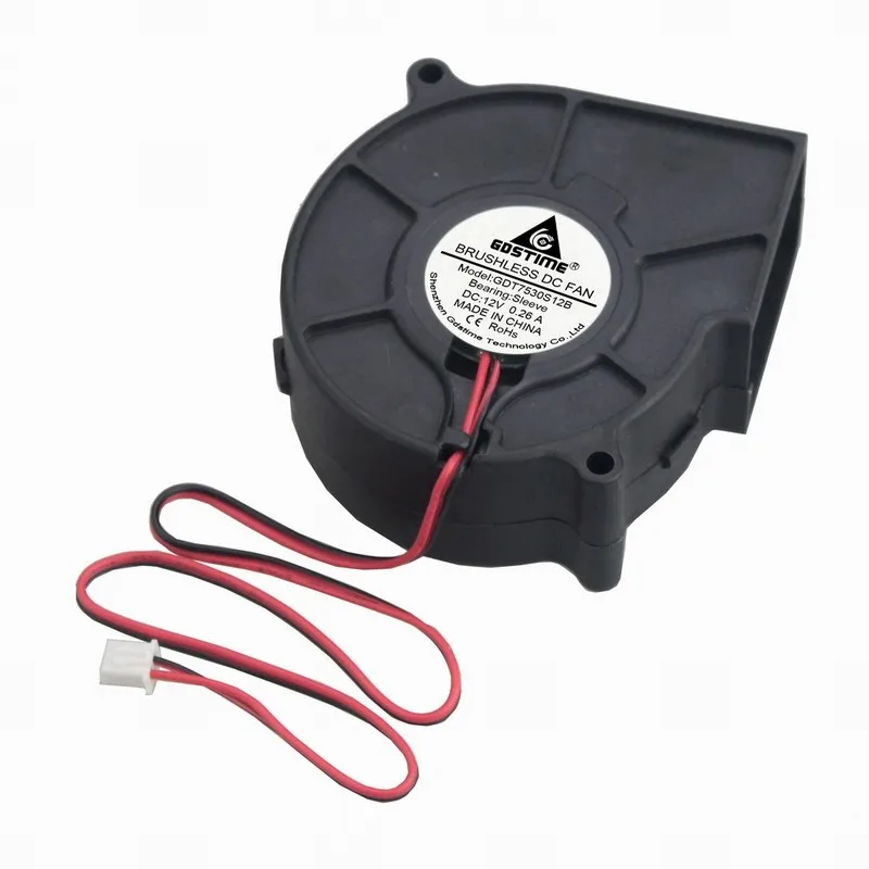 Gdstime 1 Pcs 12V 75x30mm Brushless DC Cooling Blower Fan 75mm Motor