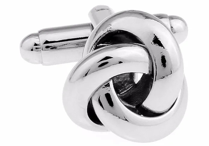 1 Pair Retail Men's Cufflinks Silver Color Brass Knot Design