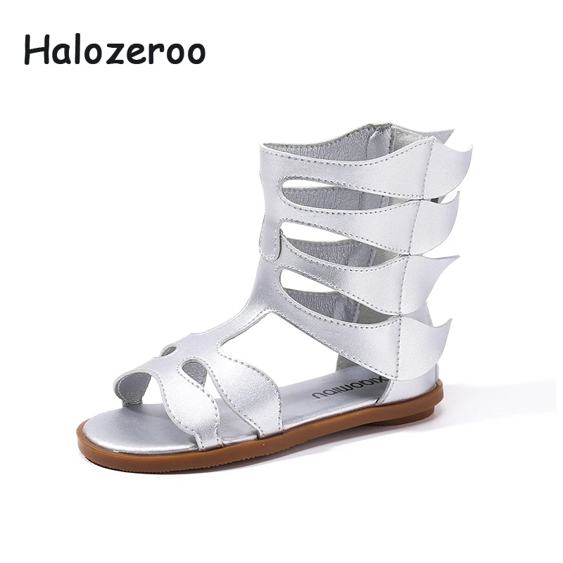 

2019 Summer Kids Gladiator Sandals Children Black Genuine Leather Sandals Baby Girls High Princess Shoes Fashion Brand Sandals