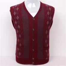 Коза, кашемир толстый вязаный мужской модный контрастный цвет argyle кардиган свитер Бордовый 2 цвета S/3XL