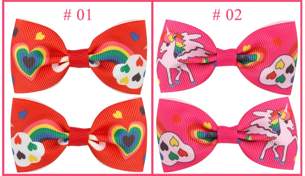 20 pcs filles 3/" gros-grain Ribbon Boutique double couche hairbows pour bébé fille