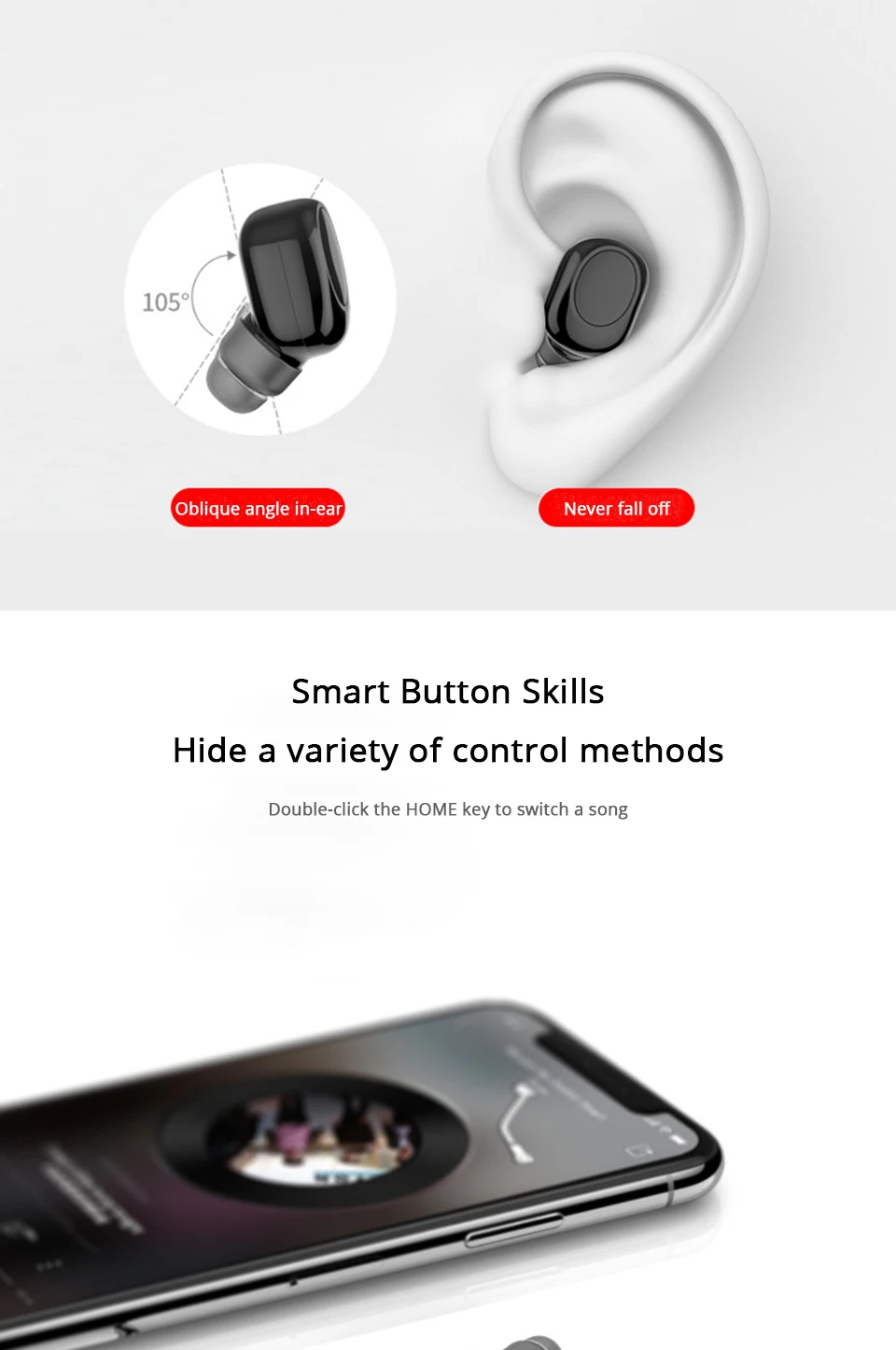 Bluetooth Earphones With MIC Wireless Headset Earbuds Mini Wireless In Ear Earpiece Bluetooth Earphone Noise Canceling (17)