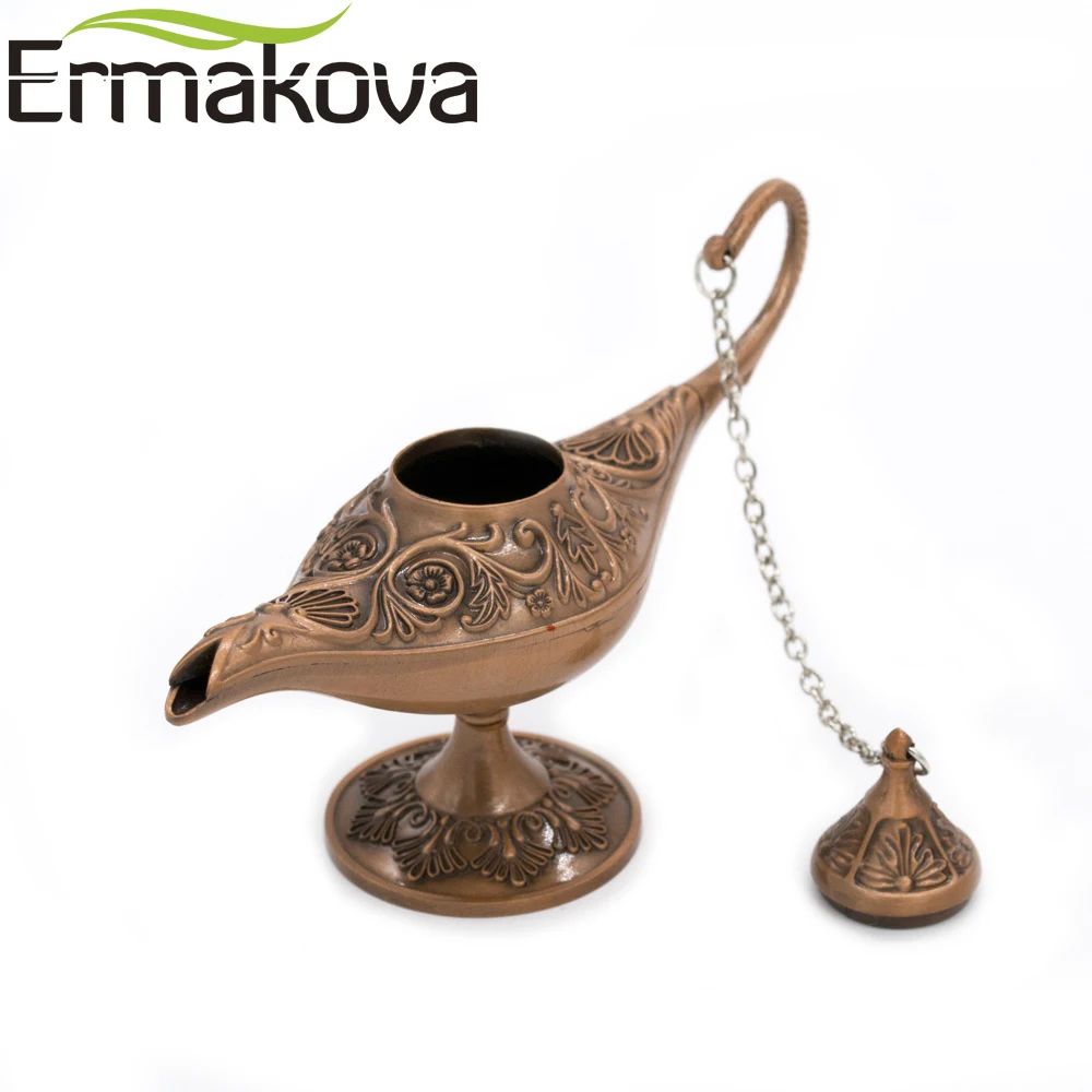 ERMAKOVA 12 см мини металлическая красная бронзовая волшебная лампа Genie в стиле ретро