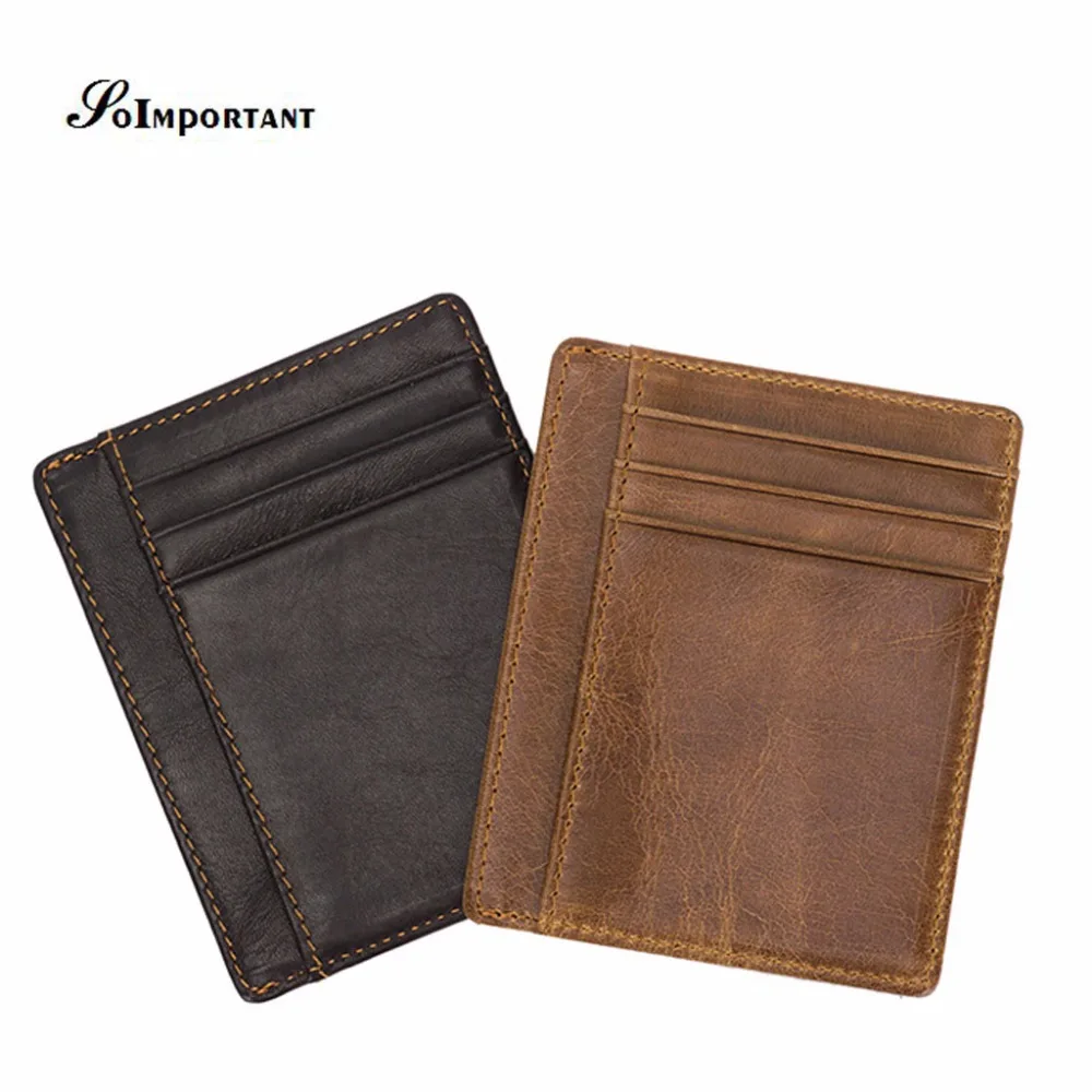 Genuine Leather Wallet Female Ultra thin Credit Card Holder Women