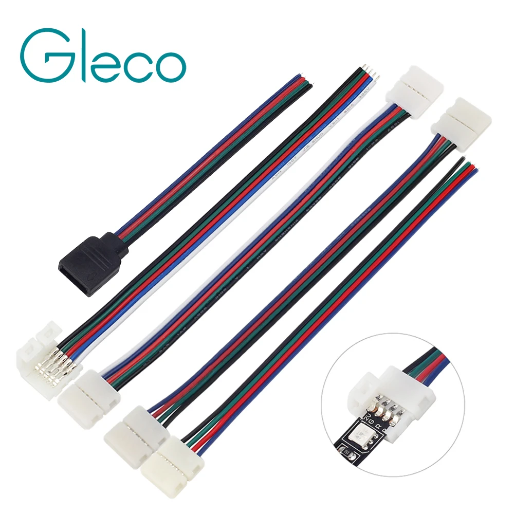 5pcs/lot,10cm 4pin 5pin for RGB RGBW RGBWW color strip LED connector wire free soldering 2 end connectors for strip jointing afbeelding