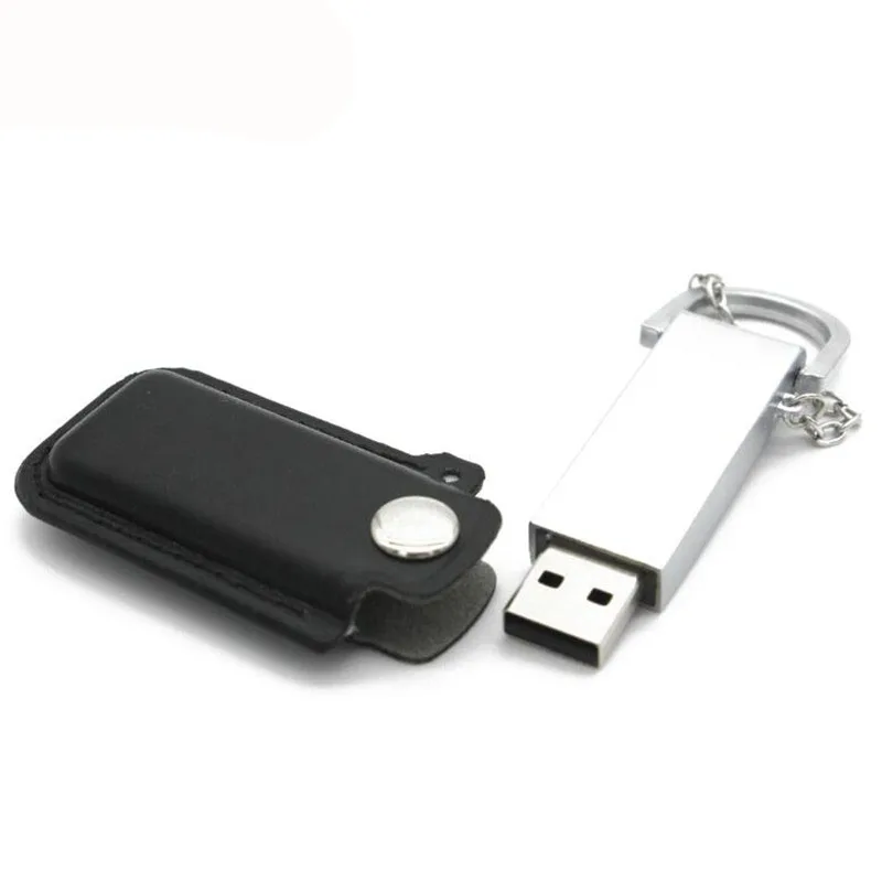 JASTER usb 2,0 Модный 2 цвета кожаный USB флеш-накопитель 4 ГБ 8 ГБ 16 ГБ 32 ГБ брелок Флешка 32 ГБ флеш-карта памяти, флеш-накопитель - Цвет: Black