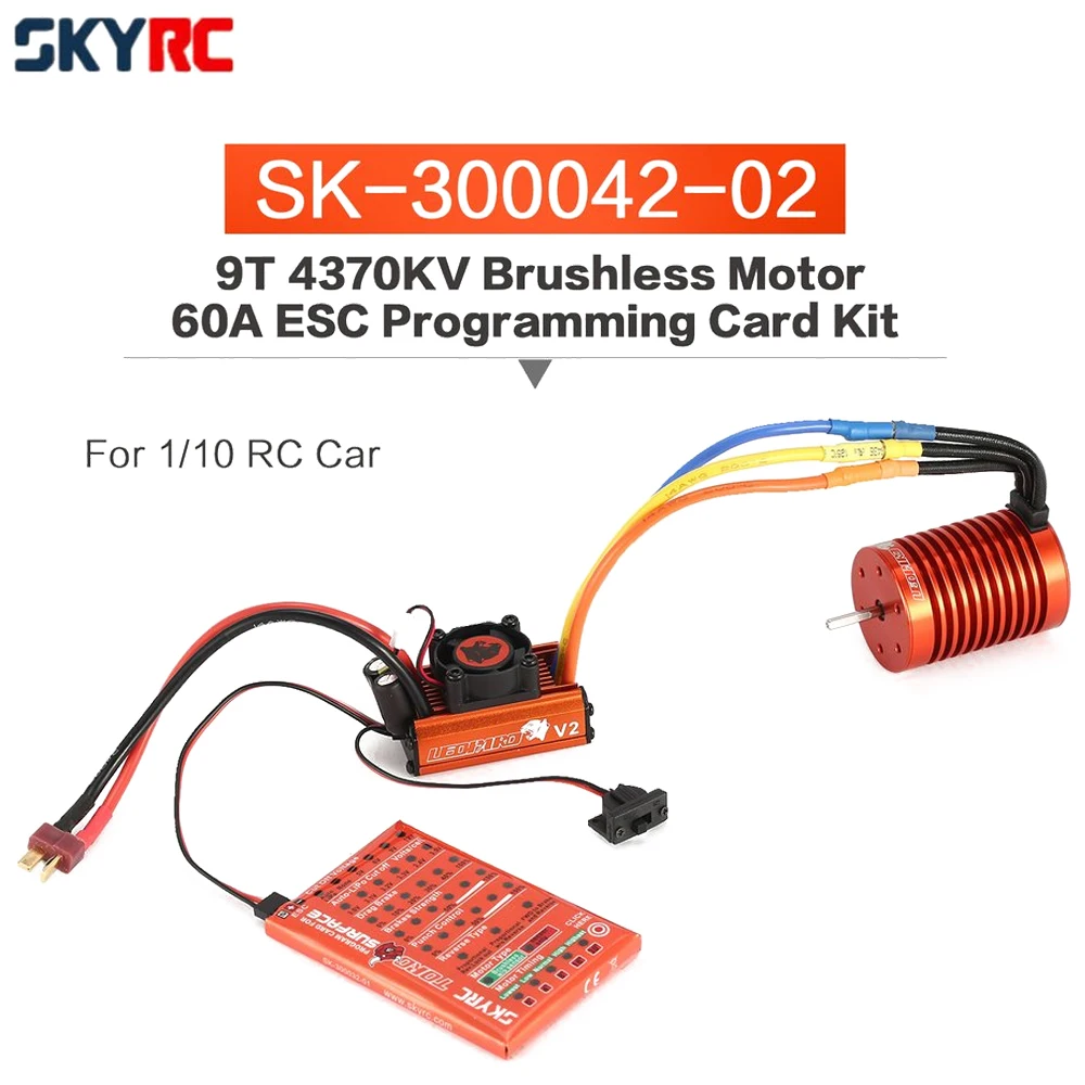 

SKYRC SK-300042-02 9T 4370KV Brushless Motor+60A Brushless+ESC Programming Card Combo Set for 1/10 RC Car Truck