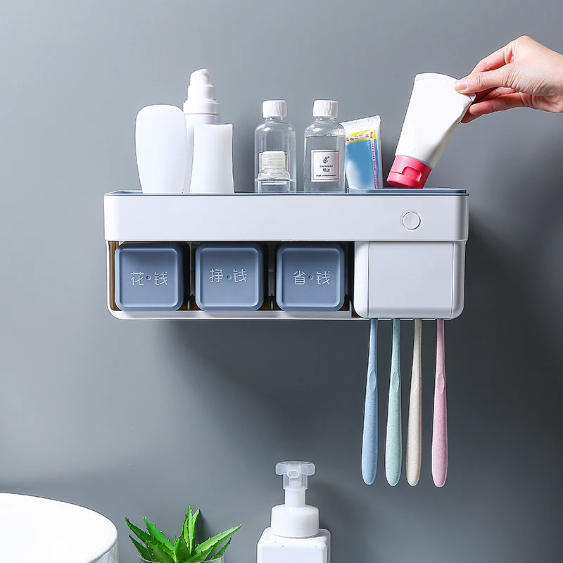 

Automatic Toothpaste Cup Dispenser Antibacteria UV Toothbrush Holder Sterilize Home Cleaner Sterilize Bathroom Accessories Set