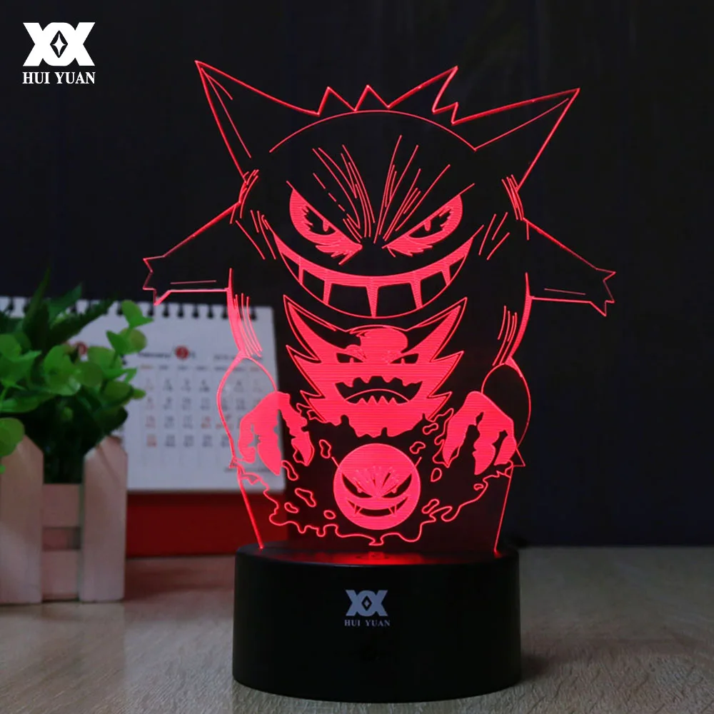 

Pokemon Go Gengar 3D Lamp LED Remote Control Night Light USB Decorative Table Lamp Interesting Child Gift HUI YUAN Brand