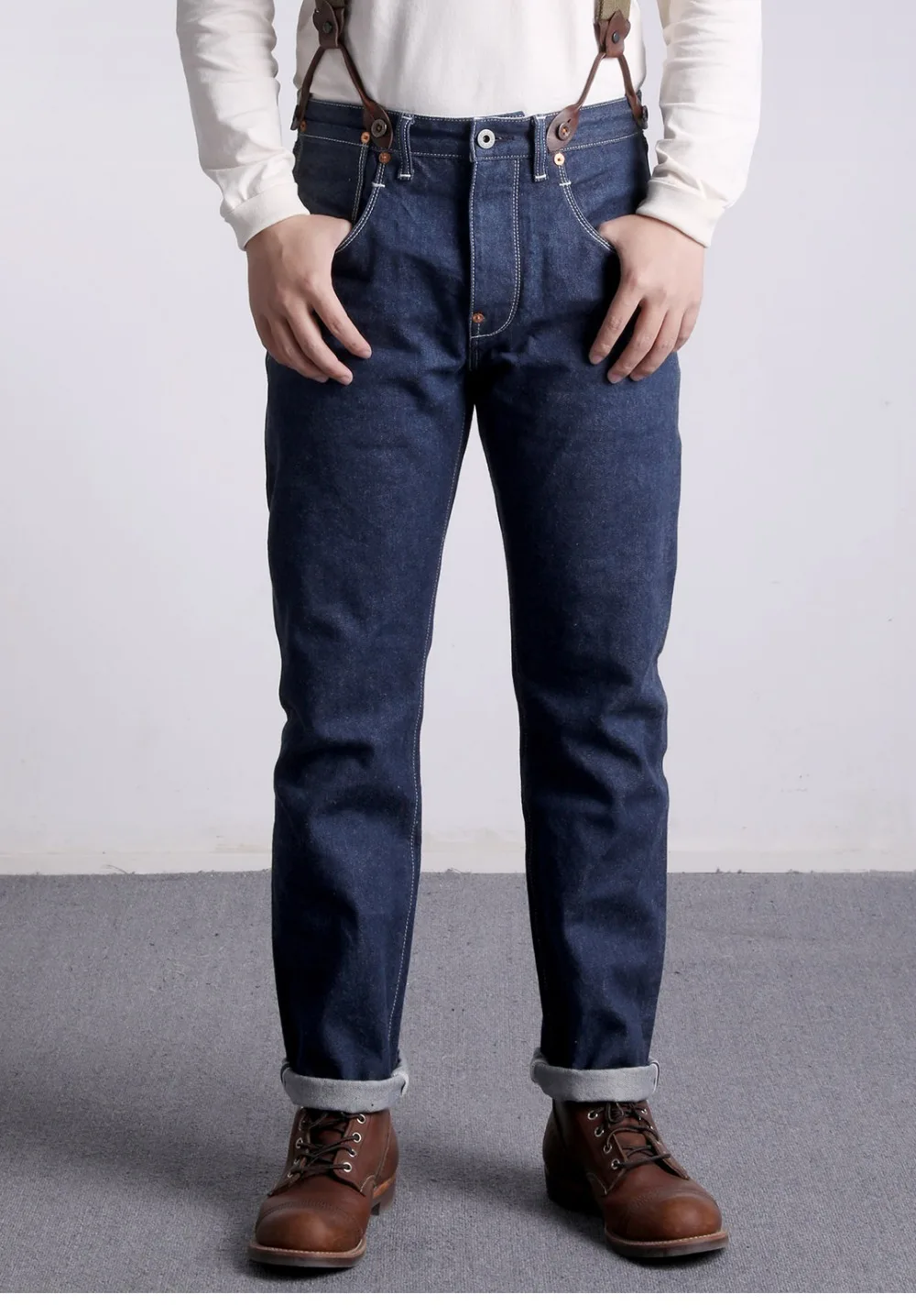 Buy GS-0001 Read Description! 14 OZ raw indigo selvage denim pants sanforised thick raw denim jean