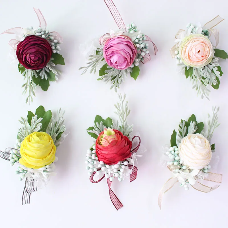 wedding boutonniere Wrist Corsage Bracelet  (43)