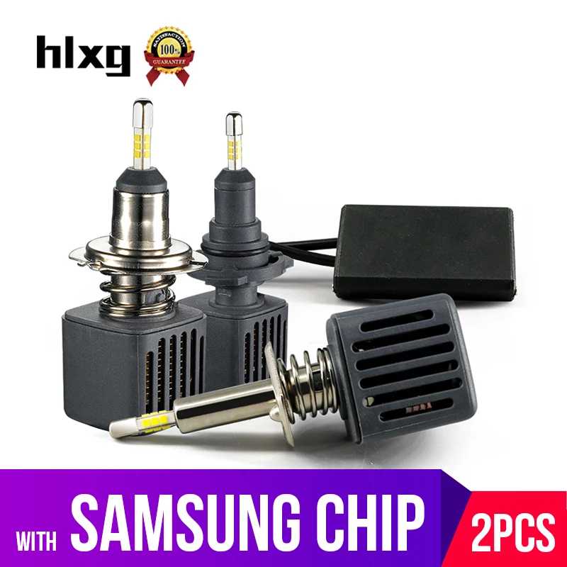 

HLXG 2Pcs With SAMSUNG CSP Mini H7 LED H4 4 sides 10000LM 40W H1 H8 H11 LED 9005 HB3 HB4 Car Headlight Bulbs 6500K Fog Light 12V