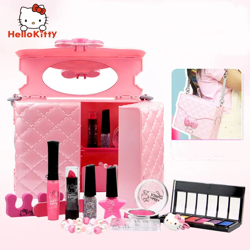  HELLO KITTY children's cosmetics girl rincess lipstick toy beauty storage bag lipstick nail polish 
