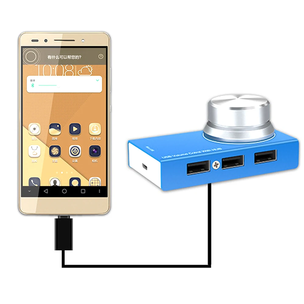

Mini Aluminum USB Volume Control Audio Volume Controller with Hub Speaker Audio Sound Adjuster for Mobile Phone Laptop PC
