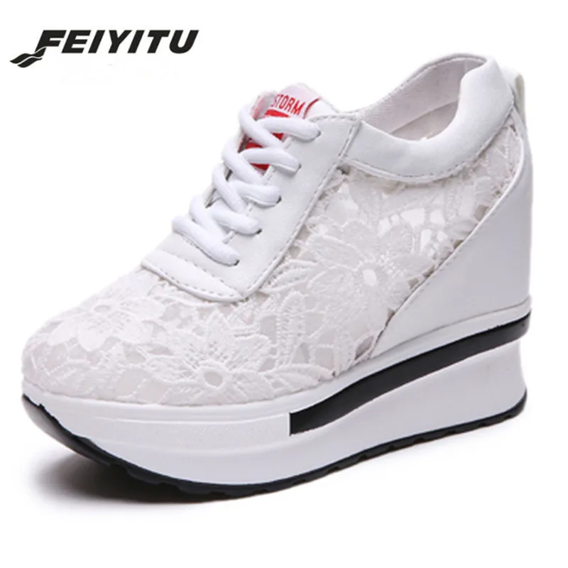 Женские кроссовки на танкетке FeiYiTu Новинка лета 2018 повседневная женская обувь