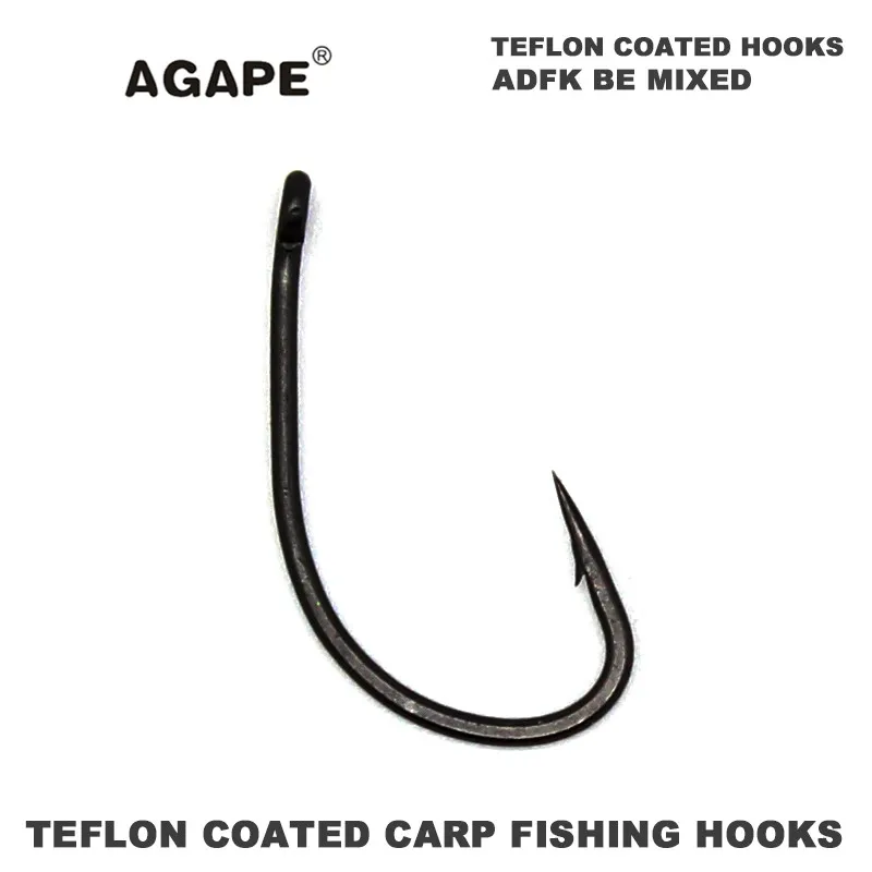 AGAPE матовые черные рыболовные крючки с тефлоновым покрытием для ловли карпа, наборы ADFK, смешанные#2#4#6#8#10 100 шт./лот