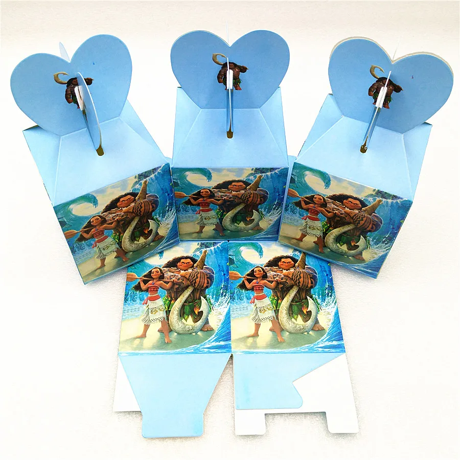 

6pcs Moana Party Supplies Candy Box Gift Box For Kid Boys Birthday Cupcake Party Decoration Baby Shower Party Favors