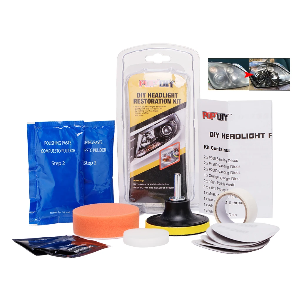 

Headlamp Lenses Cleaning Kit DIY Headlight Restore Faded Discoloured Scratch Headlights Lamp Lights Shade Polishing For Car Wash
