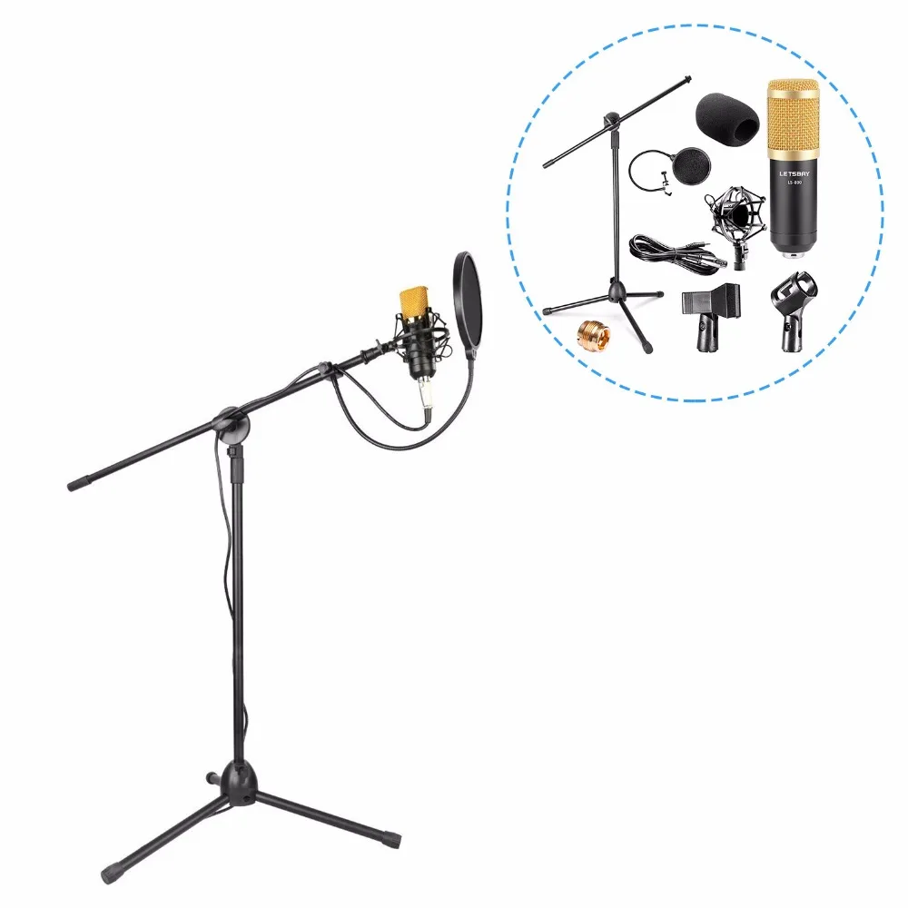 ALAWREX Professional Studio Broadcasting / Recording LS-800 Condenser Microphone & Adjustable Tripod Boom Floor Stand | Электроника