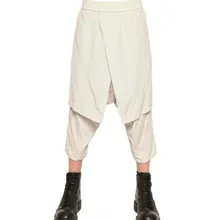 Корейская мода досуг брюки свободная юбка Украшенные ботинки разрез через брюки ноги брюки мокрые брюки шаровары брюки мужские брюки