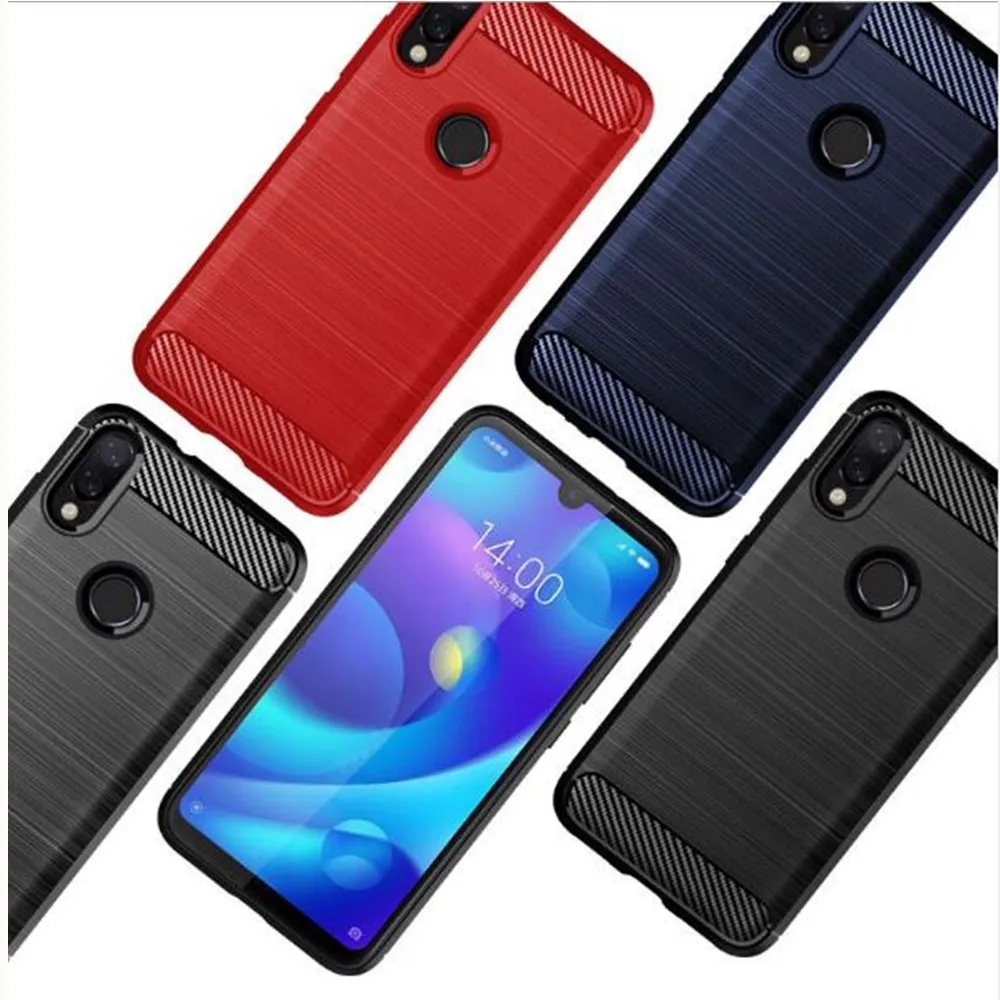 Чехол из углеродного волокна для Xiaomi Redmi Note 7 резиновый силиконовый чехол