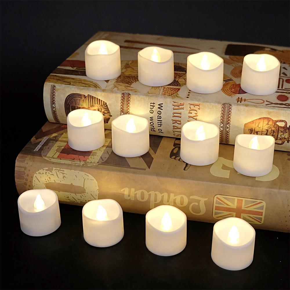Набор из 12 ламп Votive Tealight свечи с батарейным питанием теплый свет мерцание день