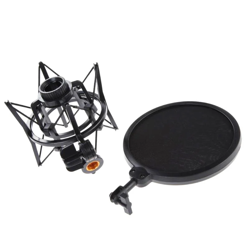 Mic Shock Mount с поп фильтром 180 градусов Регулируемый держатель кронштейн для