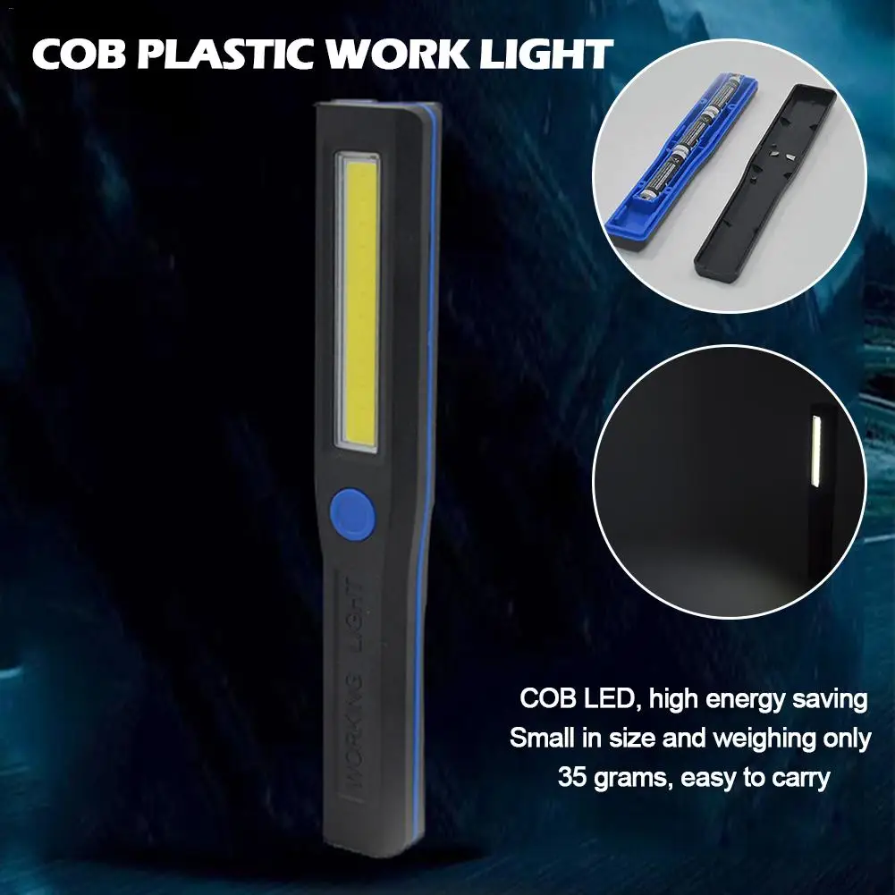 

COB Plastic Work Light Handheld LED Inspection Light Magnetic Bottom Emergency Portable Flashlight