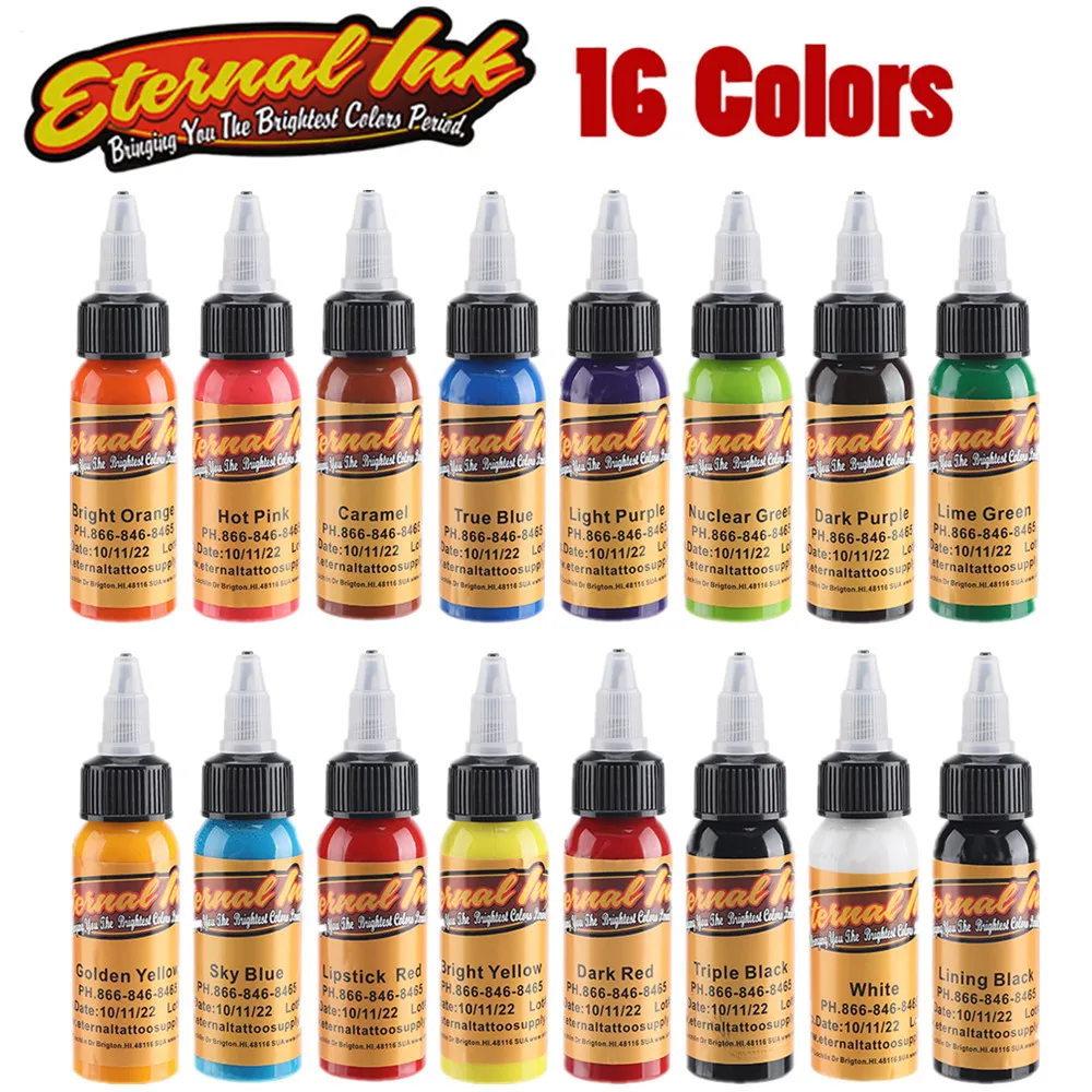 

16Pcs Body Painting Tattoo Ink Set Permanent Makeup Coloring pigment Eyebrows Eyeliner Tattoo Paint Body Makeup Ink Tools